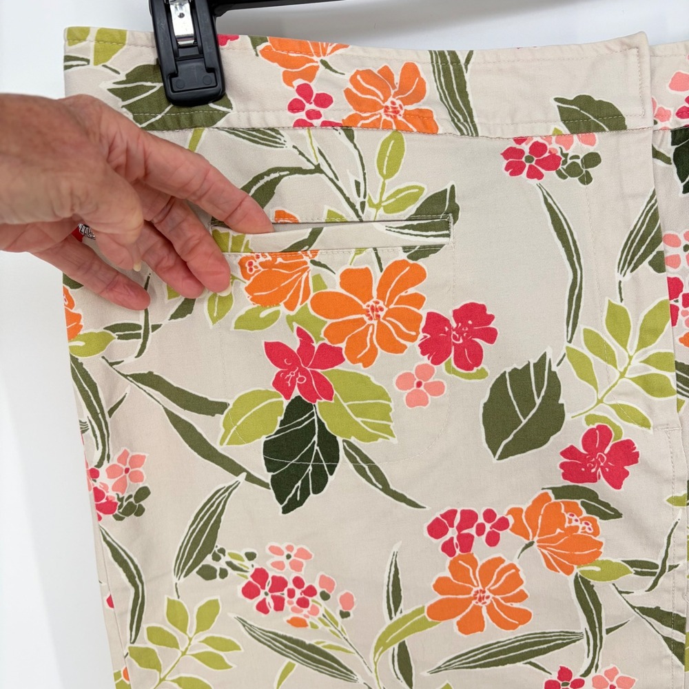Lane Bryant Garden Floral Skirt Women 20 Orange Tropical Stretch Knee Length - Picture 4 of 11